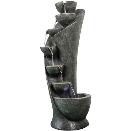 Abanopi Resin Outdoor Fountain with Light Relaxing Garden Decor Zen Water