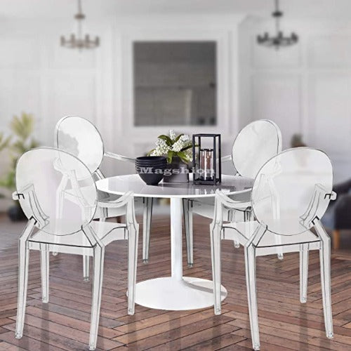 Polycarbonate Ghost Chair Transparent Clear Smoke Vanity Accent Side Indoor Outdoor Seats