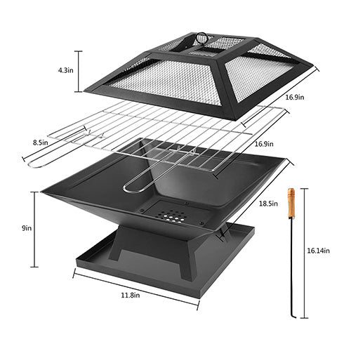 Wood-Burning Fire Pit w/ BBQ Grid