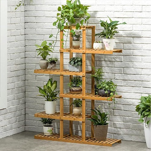 Heavy Duty Bamboo Plant Stand Flower Pot Tall Display Racks Indoor Outdoor Wood Shelf