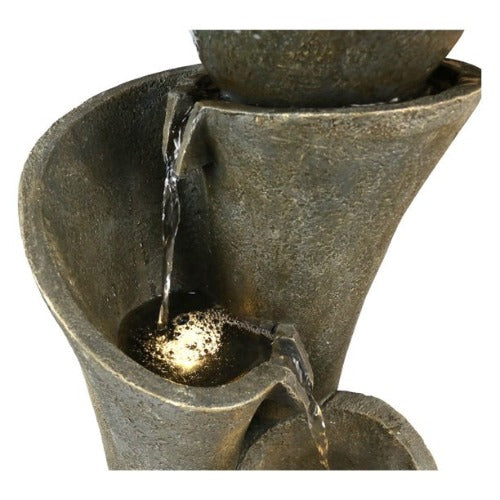 Luman Resin Outdoor Fountain with Light Relaxing Garden Decor Zen Backyard Water