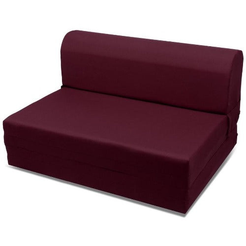 Burgundy 6 x 24 x 70 Sleeper Chair Folding Foam Bed, High Foam