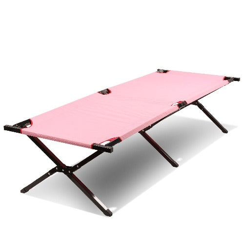 Pink Lightweight Portable Folding Camping Hiking Bed & Cots Oxford Lightweight Portable Camping Cot Heavy Duty Foldable Collapsible Carriable Hiking Outdoor Bed