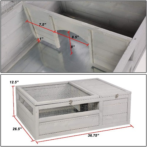 Dim Gray Magshion Pet Tortoise House Tortoise Habitat Small Animals Lizards Geckos Snakes Wooden Hutch Torts Enclosure Anti-Corrosion Moisture Proof Indoor and Outdoor