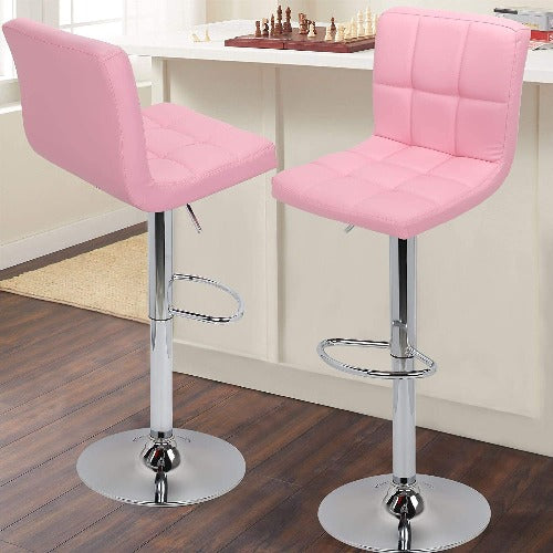 Deluxe Leathered Bar Stools Padded Seat Soft Cushion 360 degree Swivel Adjustable with Footrest