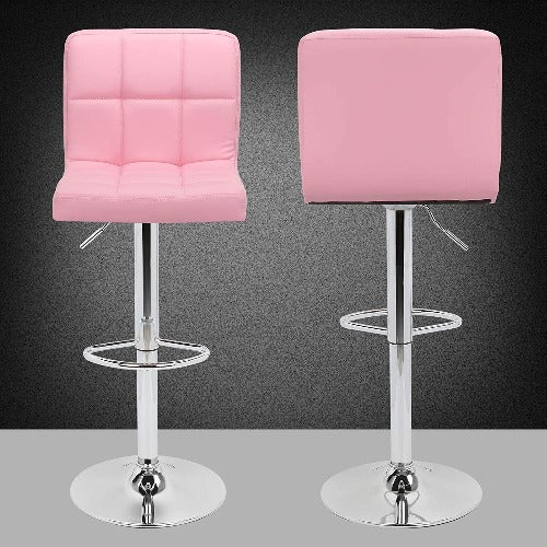 Deluxe Leathered Bar Stools Padded Seat Soft Cushion 360 degree Swivel Adjustable with Footrest