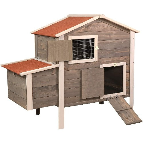 Dim Gray 50" H Garden Backyard Wooden Chicken Coop Multi-Level Hen House with Ramp, Removable Tray & Ventilation Door Nesting Box