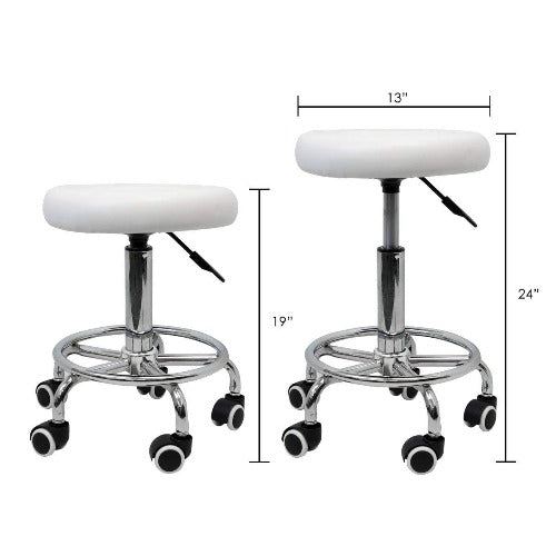 Dark Gray Hydraulic Adjustable Rolling Stool w/Footrest Beauty Spa Salon Barber Tattoo(Black/White) Hydraulic Adjustable Rolling Stool with Footrest Swivel Faux Leather Soft Padded Cushion Seat With Footrest