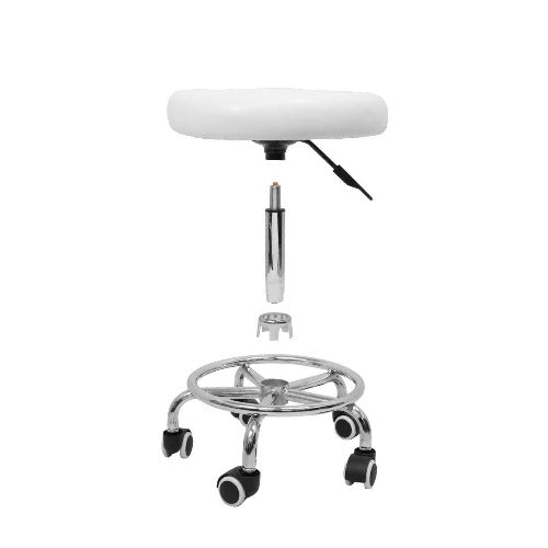 White Smoke Hydraulic Adjustable Rolling Stool w/Footrest Beauty Spa Salon Barber Tattoo(Black/White) Hydraulic Adjustable Rolling Stool with Footrest Swivel Faux Leather Soft Padded Cushion Seat With Footrest