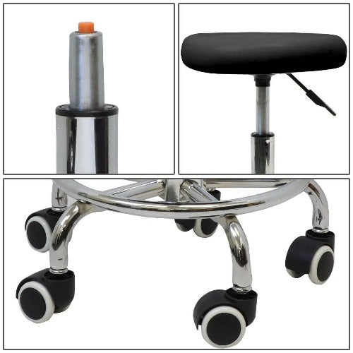 Gray Hydraulic Adjustable Rolling Stool w/Footrest Beauty Spa Salon Barber Tattoo(Black/White) Hydraulic Adjustable Rolling Stool with Footrest Swivel Faux Leather Soft Padded Cushion Seat With Footrest