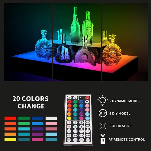 Magenta LED Liquor 2-Tier Shelf Display LED Liquor Shelf Night Light Club Party Event Decor Color Changing Rechargeable