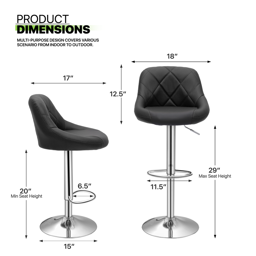 Modern Leathered Counter Bar Stools Adjustable Swivel Soft Cushion Padded Seat with Footrest Magshion Furniture