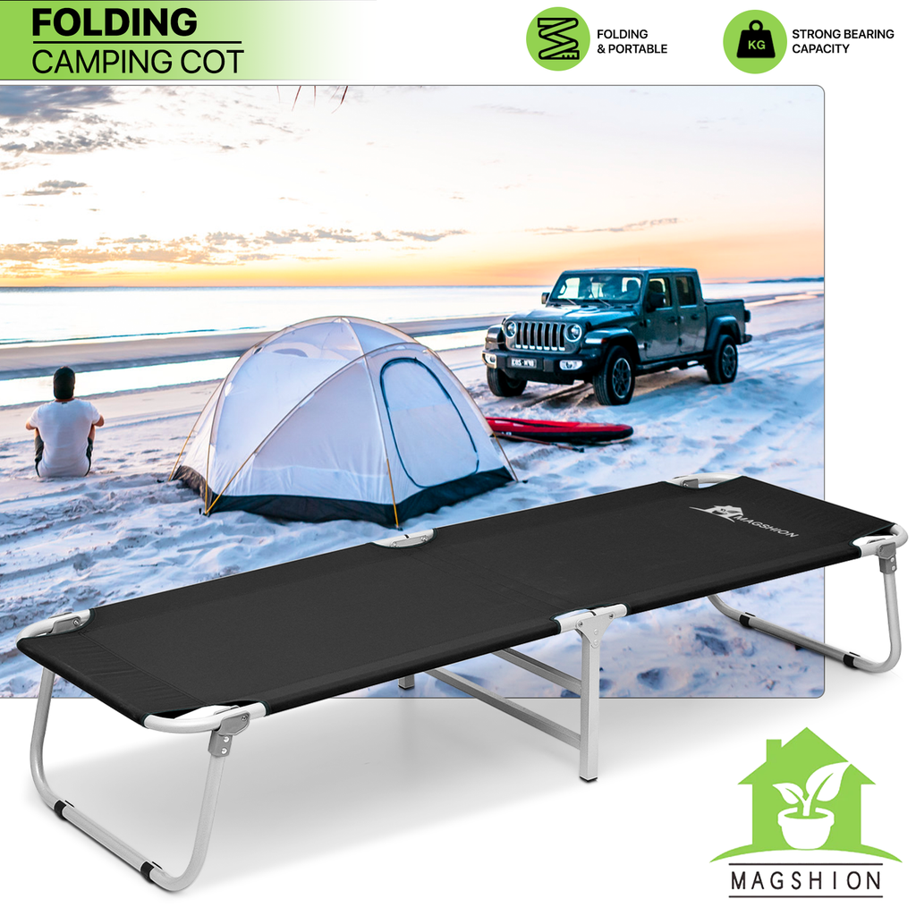 Homdox Camping cot Folding Outdoor Camping Travel Cot with Pad Lightweight  Portable Heavy Duty Adult&Kids Travel Cot Double Layer Oxford Portable
