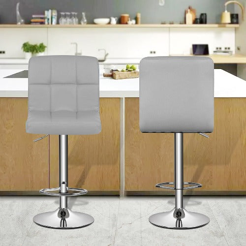 Deluxe Leathered Bar Stools Padded Seat Soft Cushion 360 degree Swivel Adjustable with Footrest