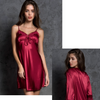 Dim Gray Women Satin Short Wrap Robe Dress Chemise 2 PC Set Sleepwear Nightdress Lingerie