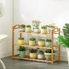Bamboo Shelf Rack Bathroom Kitchen Storage Shelf Plant Stand Bookcase - 3 Shelves Multi-Tier Rectangular Bamboo Plant Stand Flower Pot Display Racks Heavy Duty Shelf Indoor Outdoor Storage