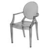 Polycarbonate Ghost Chair Transparent Clear Smoke Vanity Accent Side Indoor Outdoor Seats