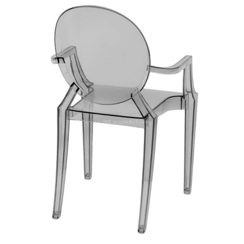 Polycarbonate Ghost Chair Transparent Clear Smoke Vanity Accent Side Indoor Outdoor Seats