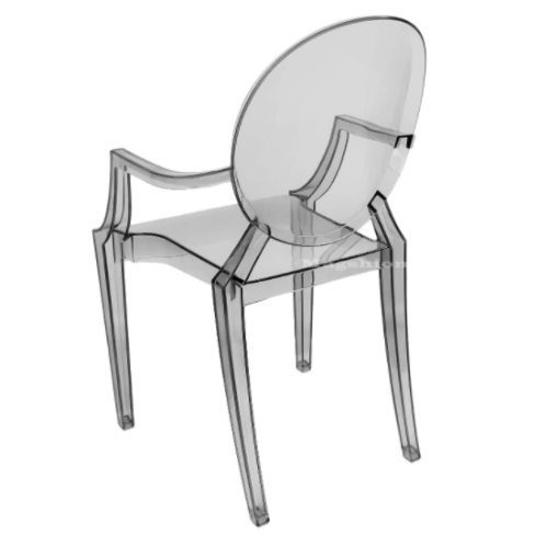 Polycarbonate Ghost Chair Transparent Clear Smoke Vanity Accent Side Indoor Outdoor Seats