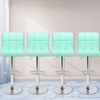 Pale Turquoise Faux Leather Bar Stools Adjustable 360 Degree Swivel Backrest Footrest Barstool Set of 4