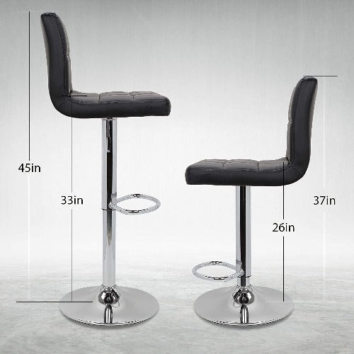 Deluxe Leathered Bar Stools Padded Seat Soft Cushion 360 degree Swivel Adjustable with Footrest