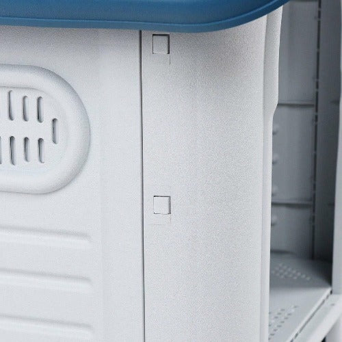 Light Gray Waterproof Plastic Dog Cat Kennel Puppy House Outdoor Pet Shelter Up to 30LB Plastic Weatherproof Pet House - Medium Dog Cat Kennel Puppy Indoor Outdoor Crate Cage