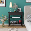 Rectangular Nightstand Side Table /w Flip Top 2-Tier Shelves Storage Drawers